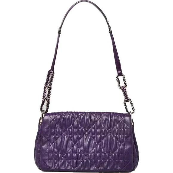 Dior Handbags - Authentic Christian Dior Purple Cannage Leather Handbag Flap Bag Gaufre Lambskin